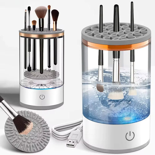 Revolutionary Electric Makeup Brush Cleaner - Rechargeable & Automatic Cleaning Stand for Effortless Brush Care