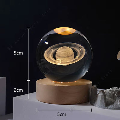 Enchanting 3D Crystal Ball Night Light - Glow with the Galaxy! Perfect for Kids' Rooms & Unique Gifts