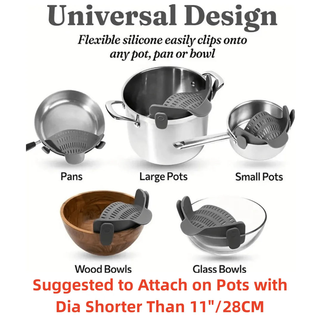 Versatile Adjustable Clip-On Strainer for Effortless Cooking - Perfect for Pots, Pans, and Bowls