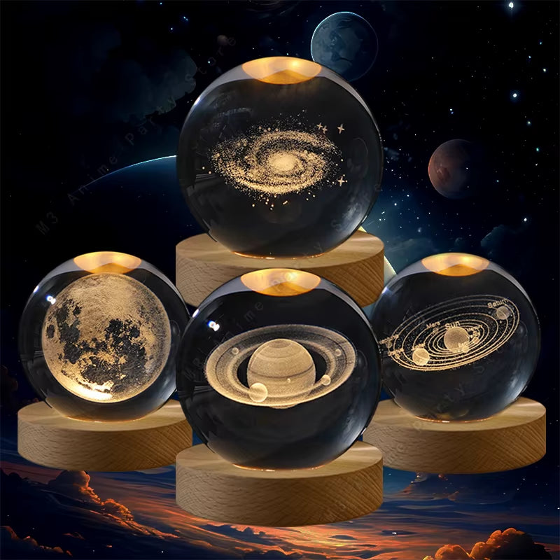 Enchanting 3D Crystal Ball Night Light - Glow with the Galaxy! Perfect for Kids' Rooms & Unique Gifts