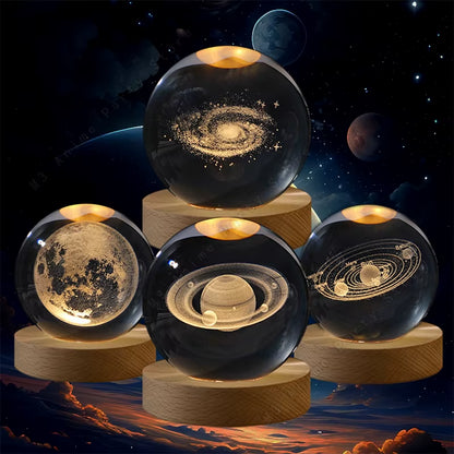 Enchanting 3D Crystal Ball Night Light - Glow with the Galaxy! Perfect for Kids' Rooms & Unique Gifts