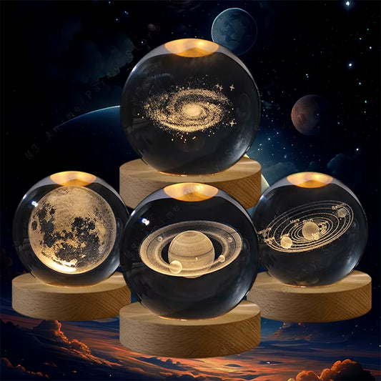 Enchanting 3D Crystal Ball Night Light - Glow with the Galaxy! Perfect for Kids' Rooms & Unique Gifts