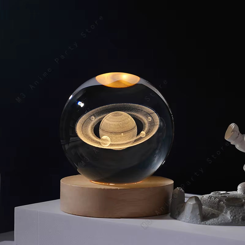 Enchanting 3D Crystal Ball Night Light - Glow with the Galaxy! Perfect for Kids' Rooms & Unique Gifts