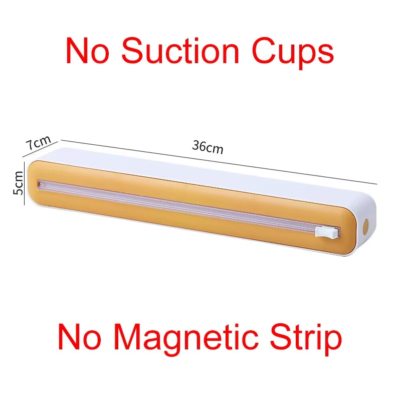 Effortless Kitchen Organization: Magnetic Food Film Dispenser with Built-in Cutter for Plastic Wrap and Aluminum Foil