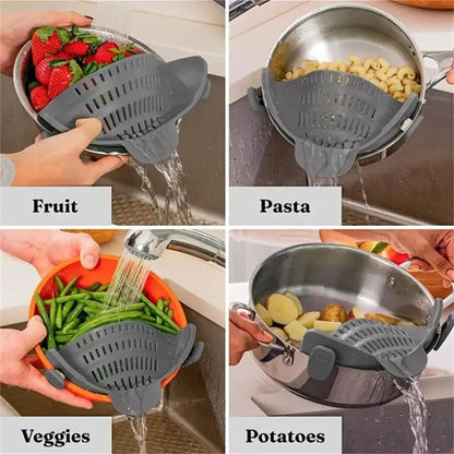 Versatile Adjustable Clip-On Strainer for Effortless Cooking - Perfect for Pots, Pans, and Bowls