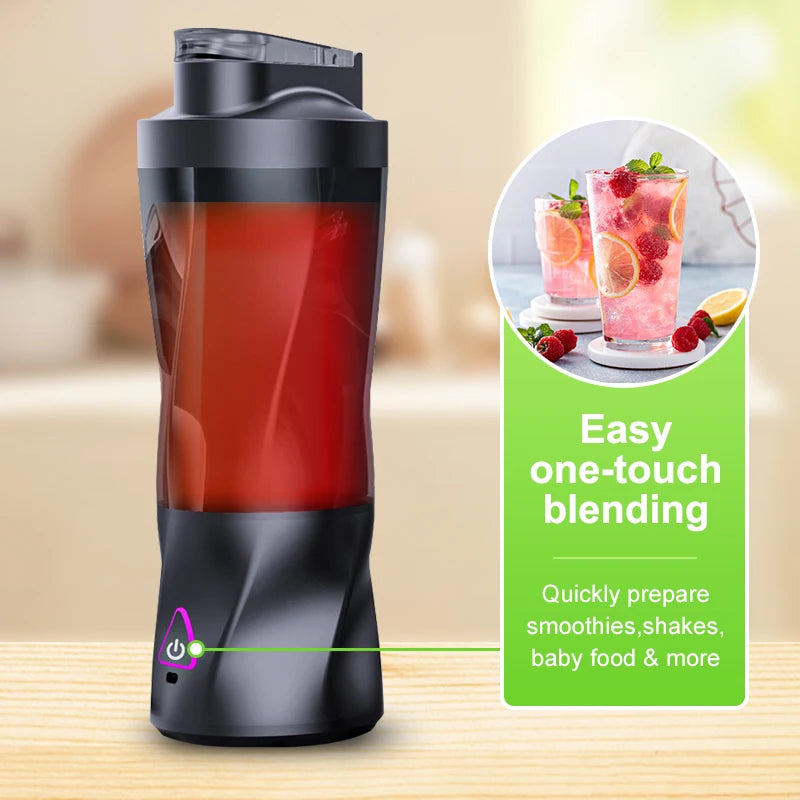 Powerful 700ML Electric Portable Juicer - USB Rechargeable Smoothie Blender for Fresh Shakes and Outdoor Mixing