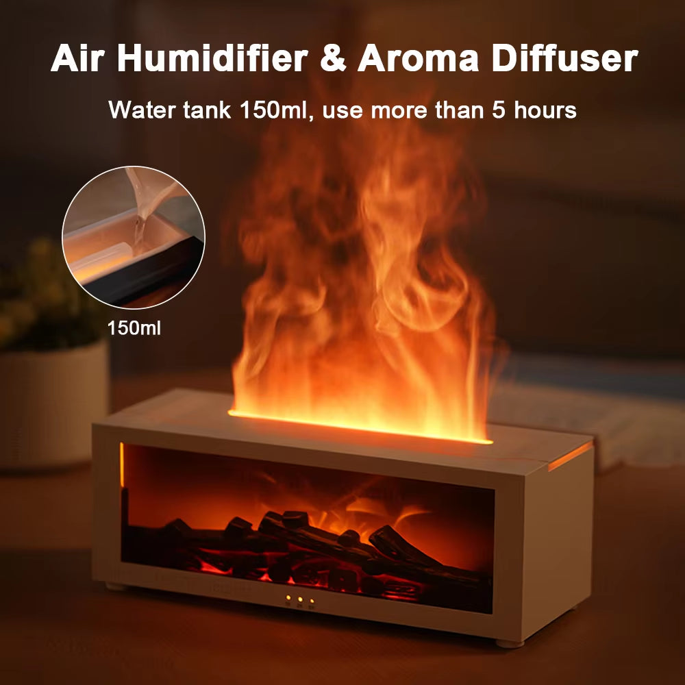 Transform Your Space with the Air Humidifier Essential Oils Diffuser - Flame Effect, LED Light, and Remote Control