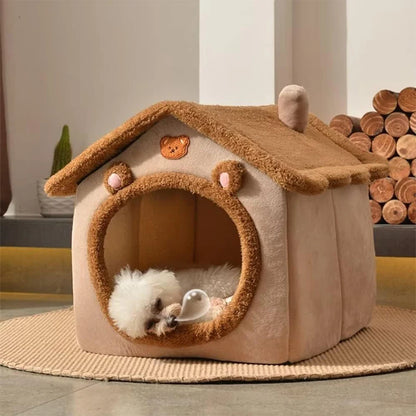 Cozy & Stylish Foldable Cat House - Removable, Washable Pet Bed for Small Dogs and Cats