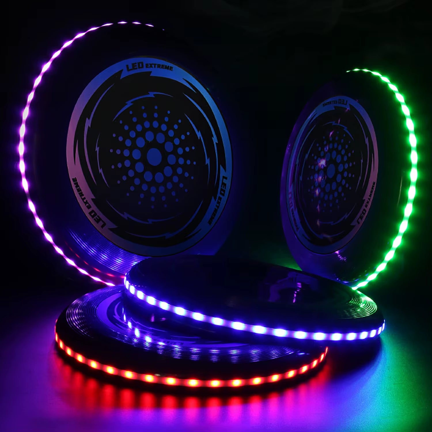 Illuminate Your Playtime with the 1PC LED Flying Disc - 49 LED Luminous Stress-Relief Toy for Outdoor Fun!