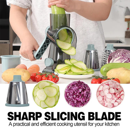 3-in-1 Rotary Cheese Grater and Manual Vegetable Slicer with Nut Grinder