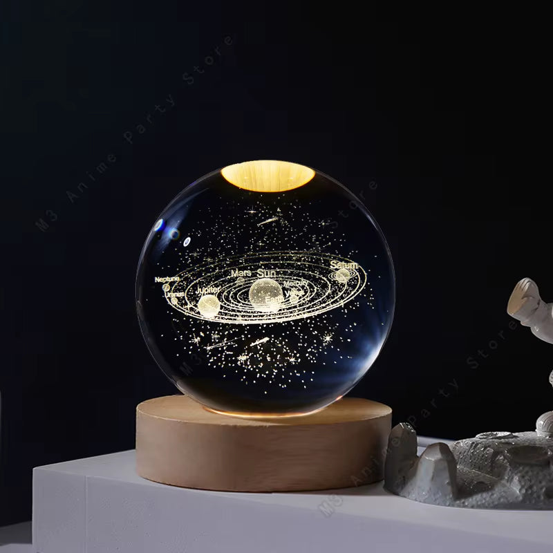Enchanting 3D Crystal Ball Night Light - Glow with the Galaxy! Perfect for Kids' Rooms & Unique Gifts
