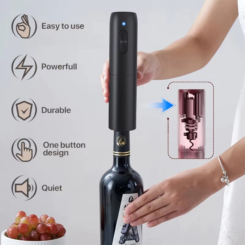 Effortless Elegance: Rechargeable Electric Wine Bottle Opener with Charging Base - Your Ultimate Corkscrew Companion for Unforgettable Moments