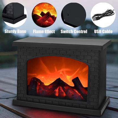 Transform Your Space with the Cozy Charcoal LED Fireplace Flame Light - Perfect USB & Battery Powered Table Lamp for Warm Holiday Vibes and Thoughtful Gifting