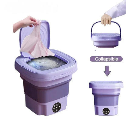 Compact 8L Foldable Washing Machine with Spin Dryer – Perfect for Socks, Underwear, and More!