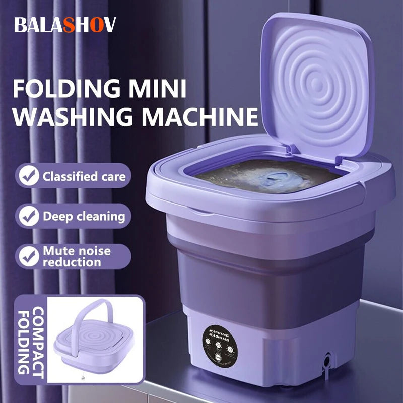 Compact 8L Foldable Washing Machine with Spin Dryer – Perfect for Socks, Underwear, and More!