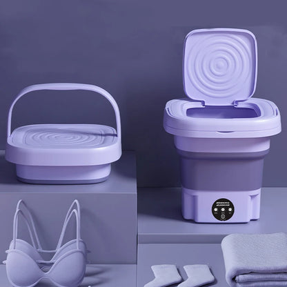 Compact 8L Foldable Washing Machine with Spin Dryer – Perfect for Socks, Underwear, and More!
