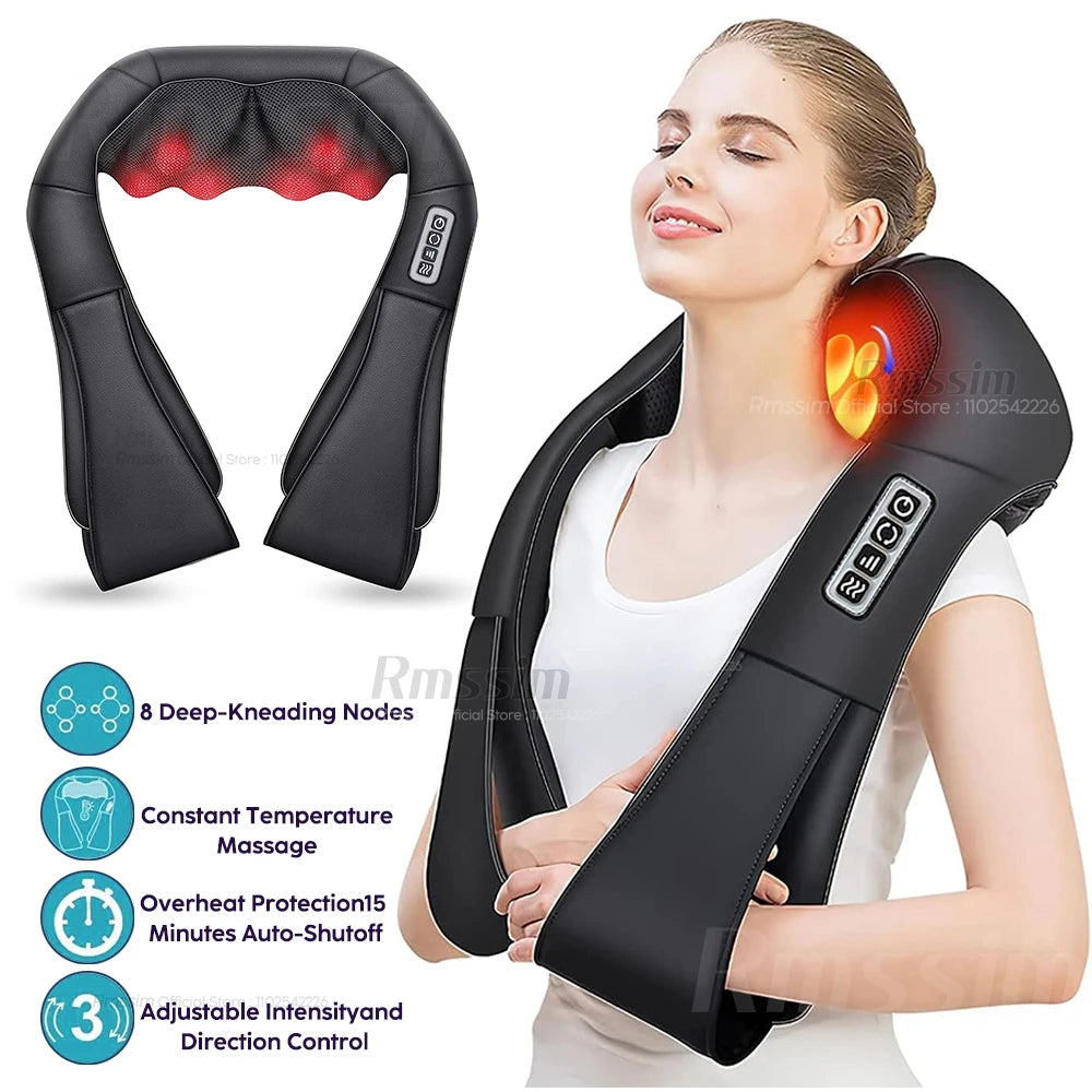 Revitalize Your Body with the Shiatsu Heated Neck and Shoulder Massager - U-Shape Deep Kneading Pillow for Ultimate Relaxation