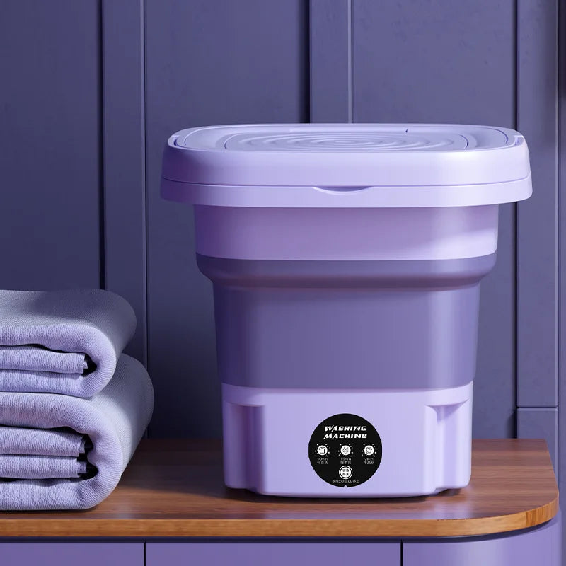 Compact 8L Foldable Washing Machine with Spin Dryer – Perfect for Socks, Underwear, and More!