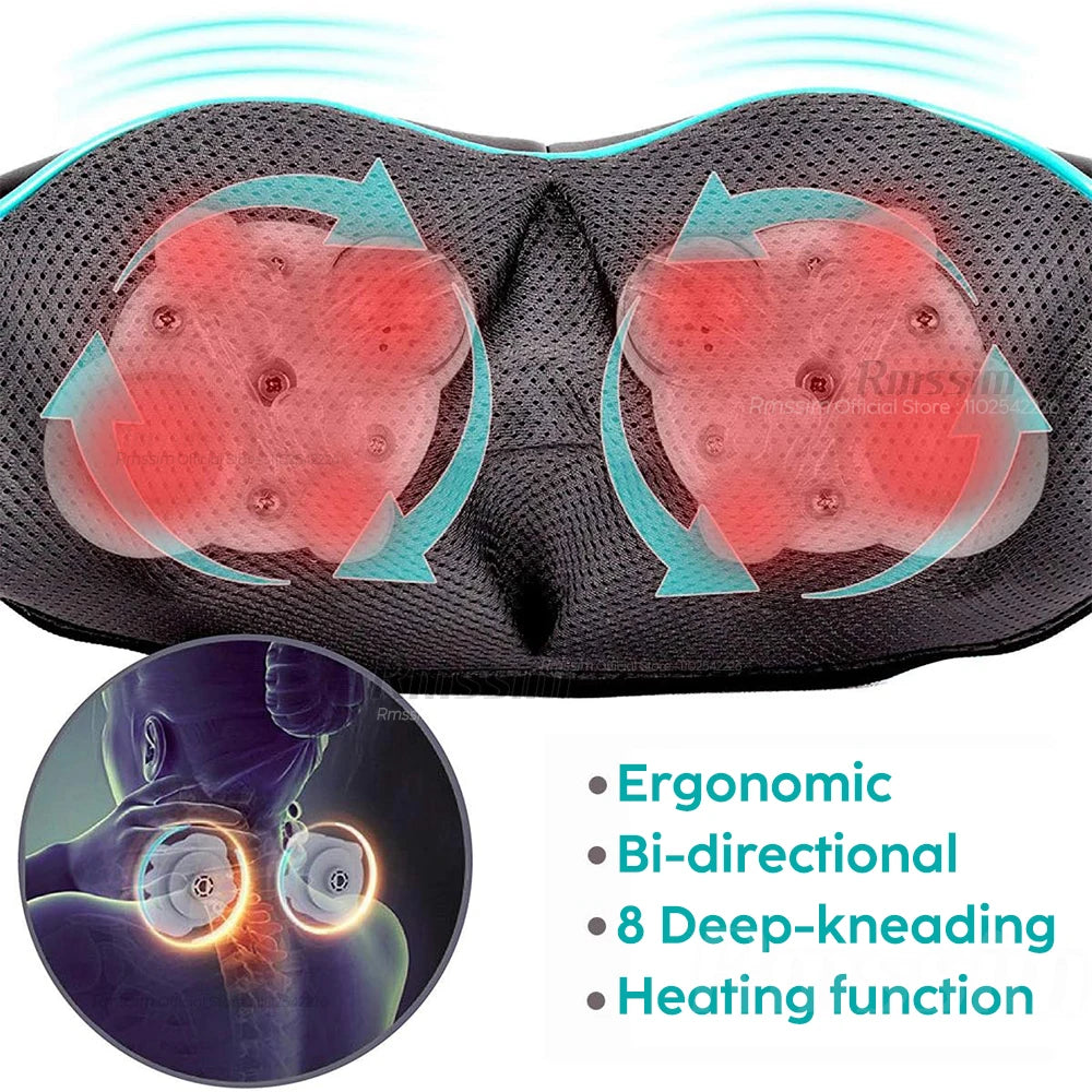 Revitalize Your Body with the Shiatsu Heated Neck and Shoulder Massager - U-Shape Deep Kneading Pillow for Ultimate Relaxation