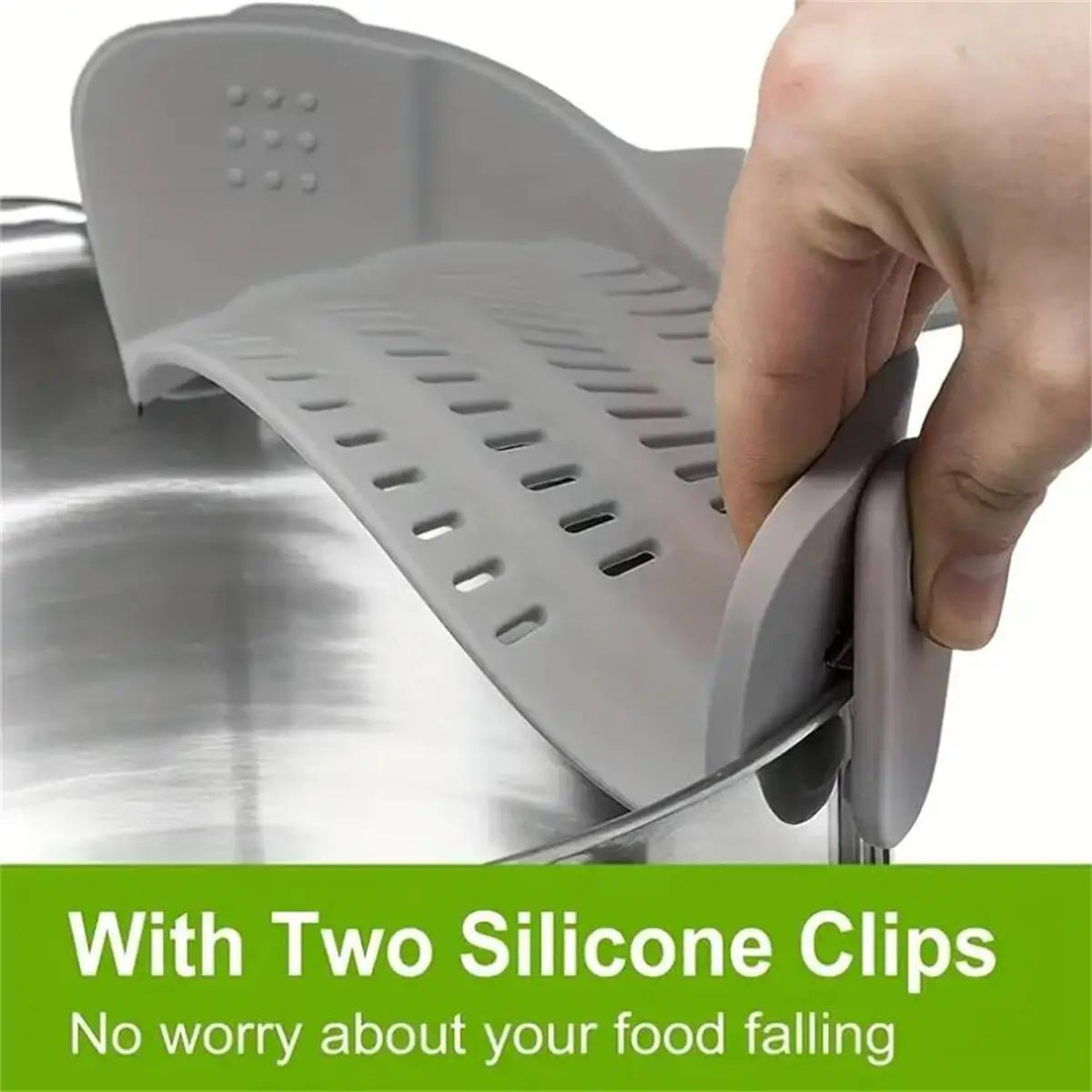 Versatile Adjustable Clip-On Strainer for Effortless Cooking - Perfect for Pots, Pans, and Bowls