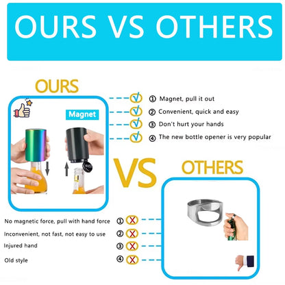 Magnetic Automatic Beer Bottle Opener - Effortless Stainless Steel Corkscrew for Your Kitchen and Bar