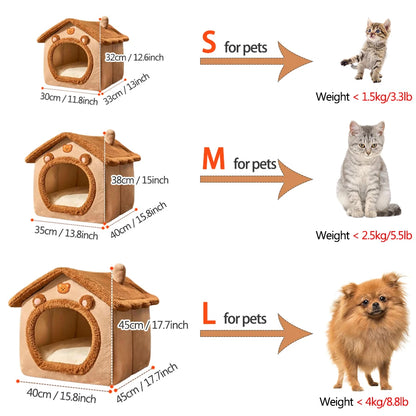 Cozy & Stylish Foldable Cat House - Removable, Washable Pet Bed for Small Dogs and Cats