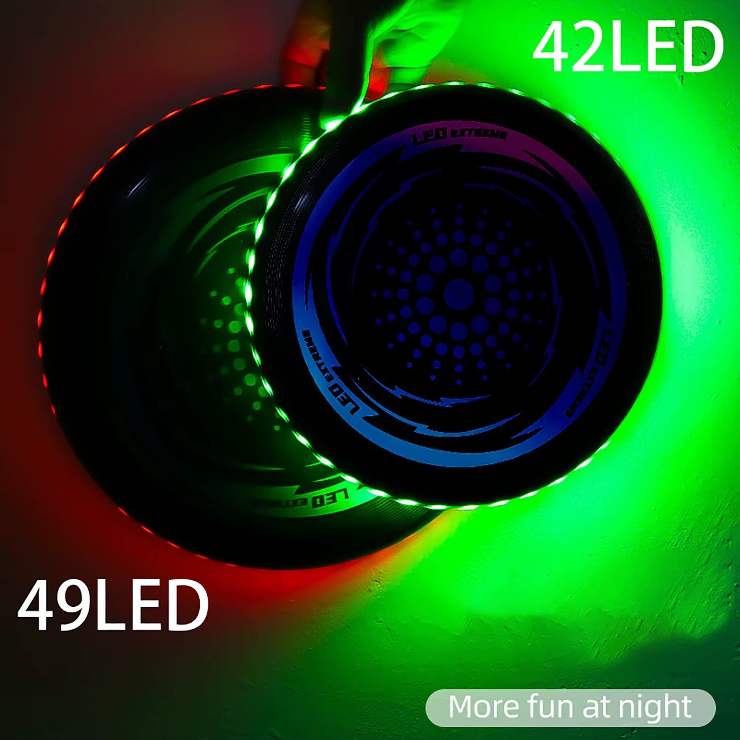 Illuminate Your Playtime with the 1PC LED Flying Disc - 49 LED Luminous Stress-Relief Toy for Outdoor Fun!