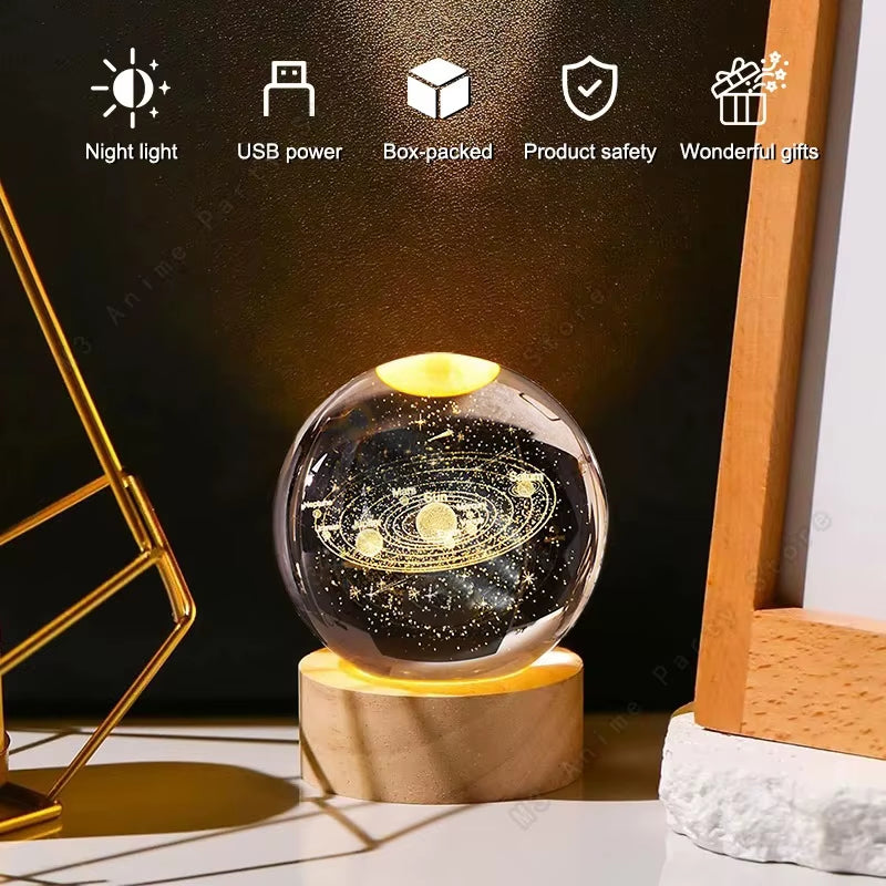 Enchanting 3D Crystal Ball Night Light - Glow with the Galaxy! Perfect for Kids' Rooms & Unique Gifts