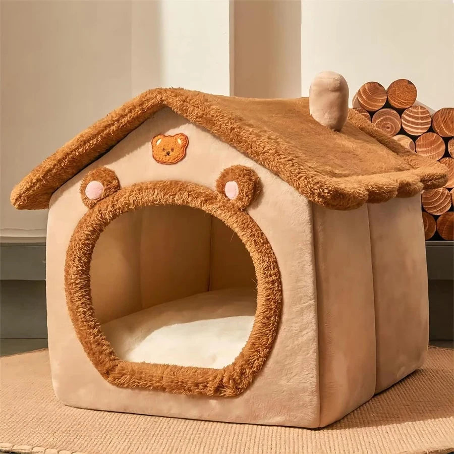 Cozy & Stylish Foldable Cat House - Removable, Washable Pet Bed for Small Dogs and Cats
