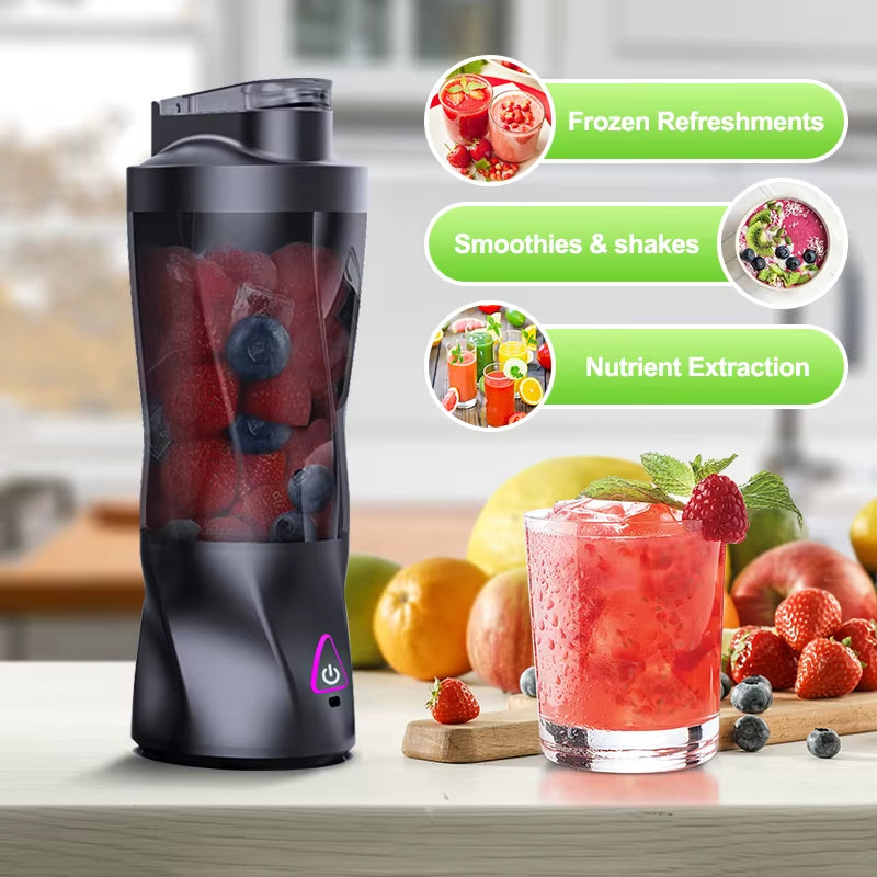 Powerful 700ML Electric Portable Juicer - USB Rechargeable Smoothie Blender for Fresh Shakes and Outdoor Mixing