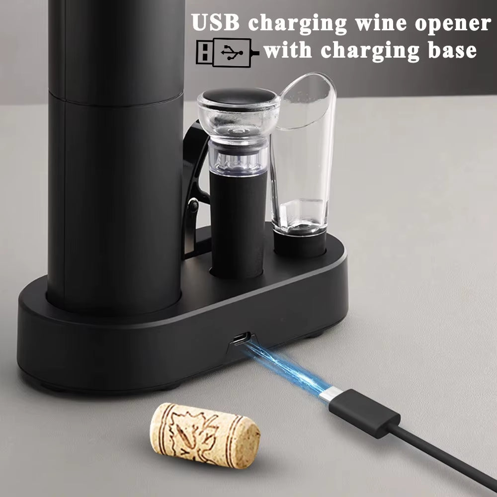 Effortless Elegance: Rechargeable Electric Wine Bottle Opener with Charging Base - Your Ultimate Corkscrew Companion for Unforgettable Moments
