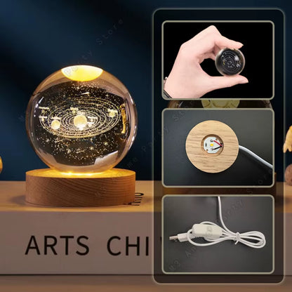 Enchanting 3D Crystal Ball Night Light - Glow with the Galaxy! Perfect for Kids' Rooms & Unique Gifts