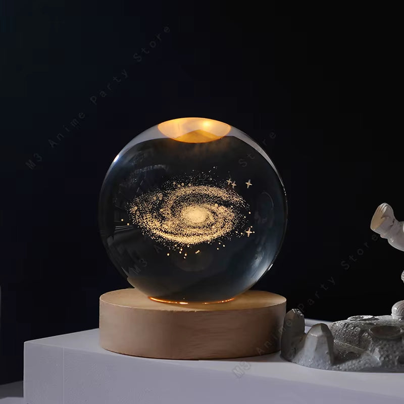 Enchanting 3D Crystal Ball Night Light - Glow with the Galaxy! Perfect for Kids' Rooms & Unique Gifts