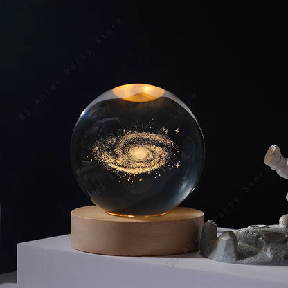 Enchanting 3D Crystal Ball Night Light - Glow with the Galaxy! Perfect for Kids' Rooms & Unique Gifts