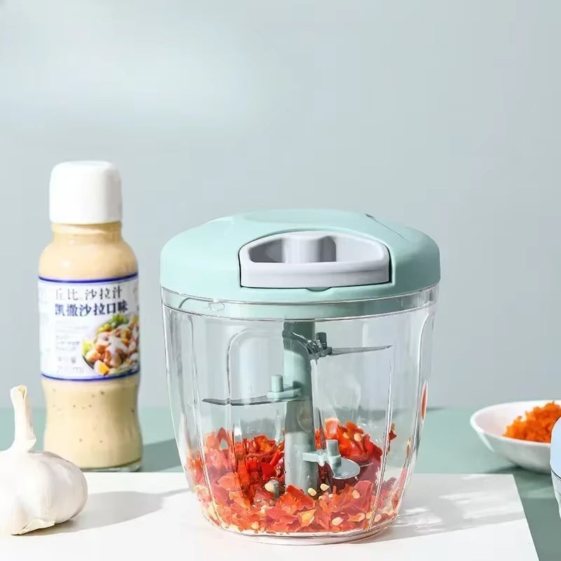 Ultimate Garlic Chopper & Vegetable Cutter - 500/900ML Manual Meat Mincer for Effortless Cooking